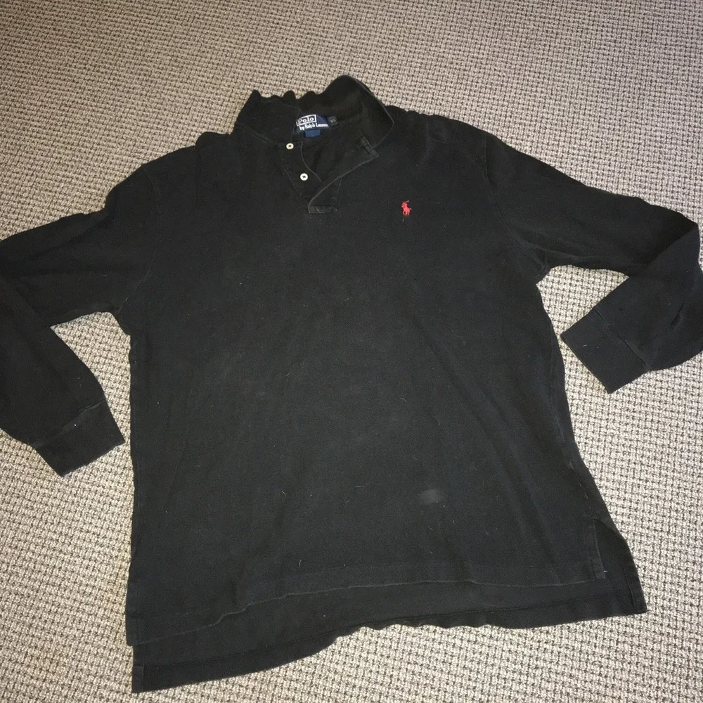 Polo Ralph Lauren Mens XL Black Long Sleeve Polo Shirt‎
